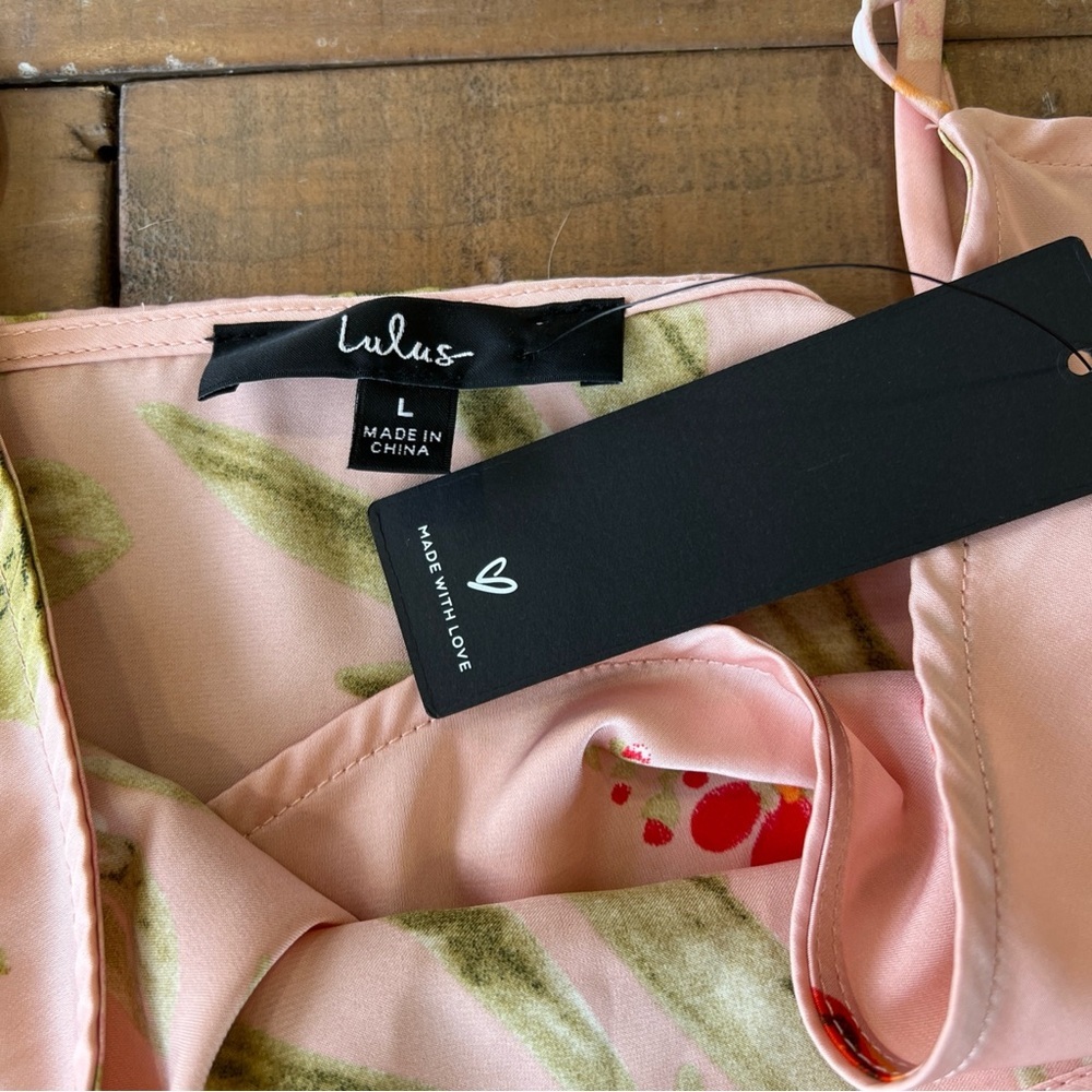 Lulu’s remarkable entrance petal pink floral satin midi slip dress large nwt - Picture 4 of 11